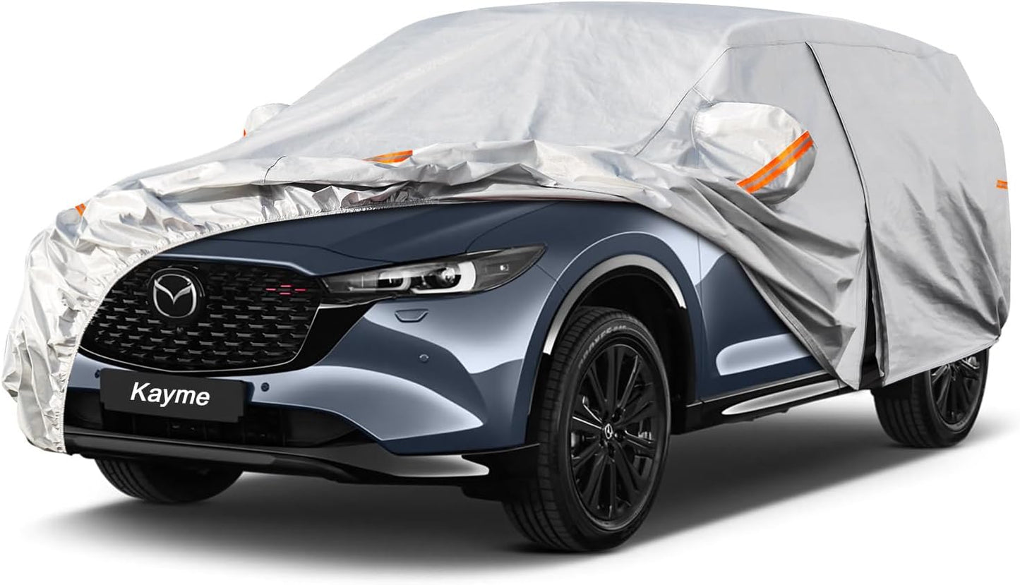 Kayme 6 Layers SUV Car Cover Custom Fit for Mazda CX-5 CX5 (2012-2025) Waterproof All Weather for Automobiles, Outdoor Full Cover Rain Sun UV Protection.Silver
