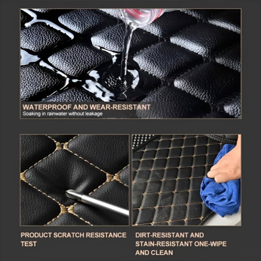 Add Personal Touch to Your Vehicle with IMEISH Customizable Logo Text Car Mats for 99% of vehiclesPads Protection Non-Slip Leather Floor Liners (Black Green Stripe)