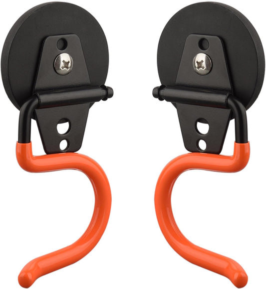 ULIBERMAGNET Magnetic Mop Broom Holder,Heavy Duty Movable Magnetic Tools Holder,Anti-Slip Strong Metal Hooks Mop Shovel Hanger for Garage, Kitchen, Laundry, Garden(2 Pack/Orange)