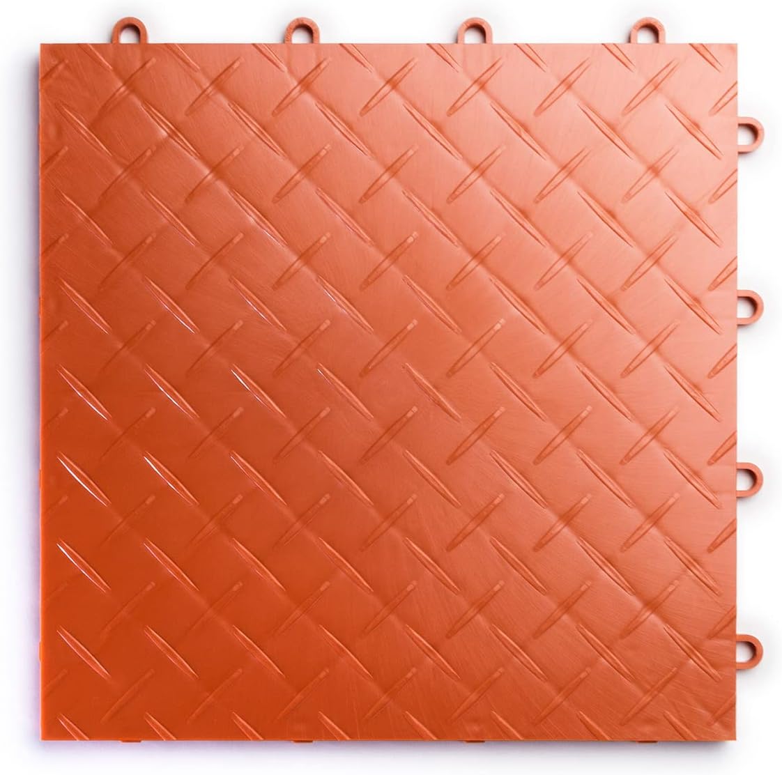 Big Floors RaceDeck Diamond Plate Design, Durable Interlocking Modular Garage Flooring Tile (Orange, 48 Pack of 12 x 12" Tiles)