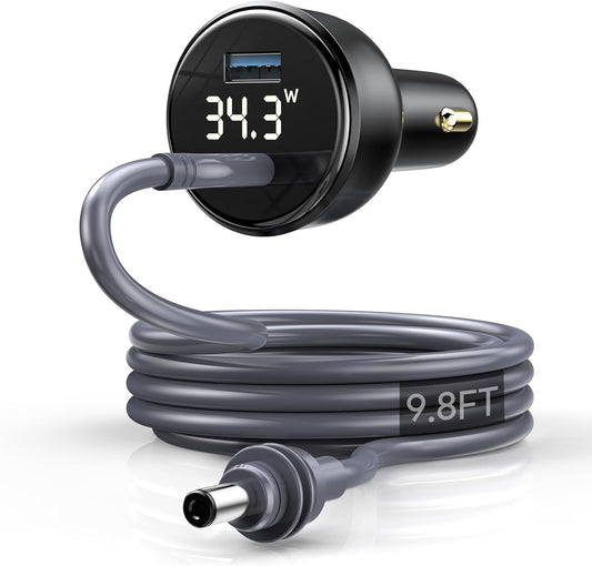 EDUP Starlink Mini Car Adapter DC Power Cable & Starlink Cigarette Lighter Adapter with Digital Display, Waterproof Car Charging Cable,USB A 35W & USB C 65W Ports for Star Link Mini (3M/ 9.8FT)