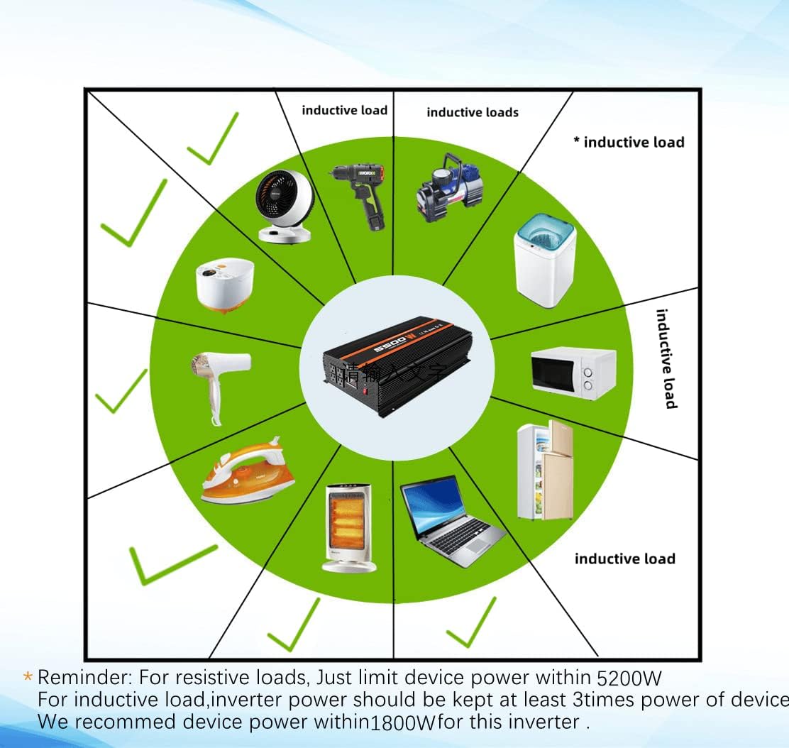 5500 Watt Inverter 5500W Inverter 12V to 110V/120V Power Inverter Truck RV Solar Power Inverter 5000 watt Inverter 12V to 110V Converter with LCD Display