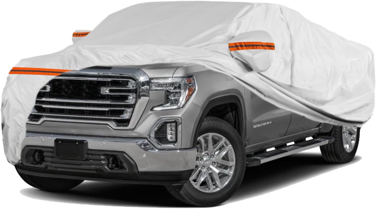 TUCAREST 6 Layers Full Car Cover for Pickup/Truck - Waterproof, Insulated, Anti-UV, Snow-Proof, Anti-Wind, All-Weather, Thickened Protection, up to 237 in