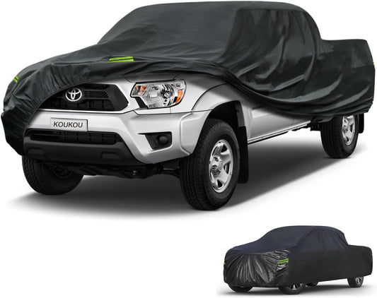 KouKou Truck Cover Waterproof All Weather, 7 Layers Heavy Duty Pickup Truck Cover Outdoor Length from 214 to 220 inches,Universal Fit Chevrolet Colorado, Dodge Dakota, Toyota Tacoma ect.