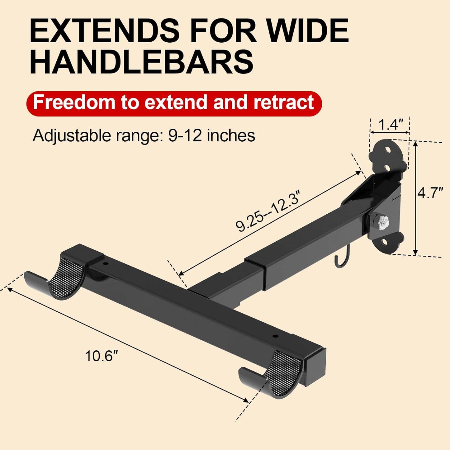 Bike Wall Mount,Horizontal Bicycle Indoor Storage Rack Foldable and Extendable Garage Bike Hanger for Road, Mountain and Hybrid Bikes