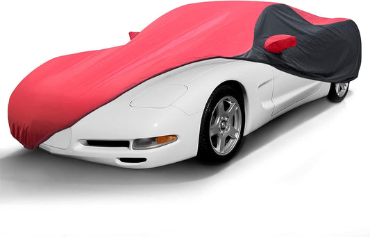 KAKIT Waterproof Car Cover Custom Fit for 1996-2004 C5 Stingray, UV Resistant Fade-Proof Cover for Chevy Corvette, Indoor & Outdoor Use (Red & Black Combo)