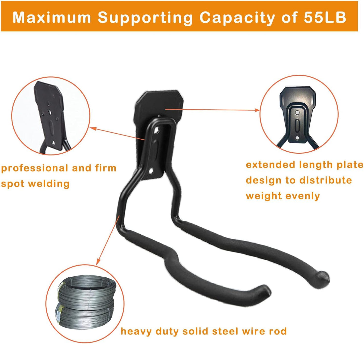 Garden Power Tool Hanger - Garage Wall Hooks, Weedeater & String Trimmer Hanger - Utility Hooks for Garage Tool Organizers and Storage - Black, 3 Pcs