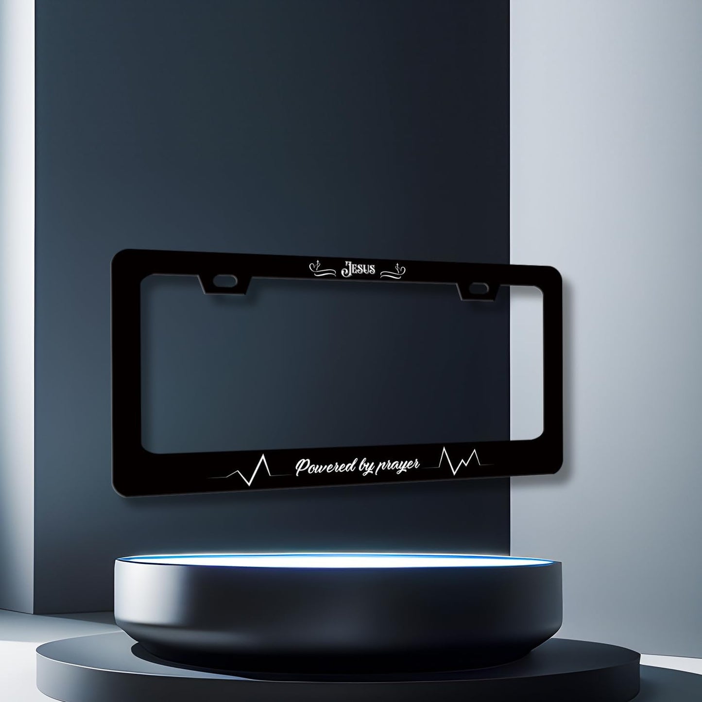 Jesus Cross License Plate Frame Funny Christian License Plate Holder Stainless Steel Religion Car Accessory Faith License Plate Decoration for Men Women Size 12.2" x 6.2" with Screws