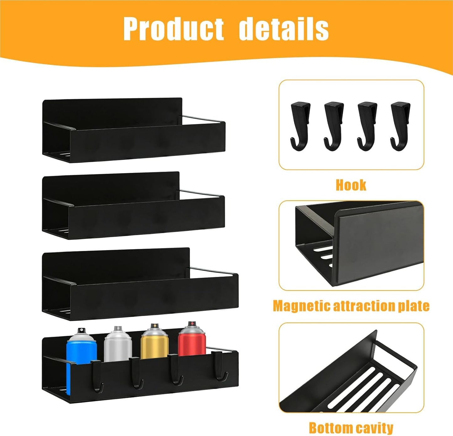 4 Pcs Magnetic Aerosol Spray Can Holder, Steel Magnet Spray Toolbox Bottle Holder Rack Mechanic Paint Can Organizer Tool Box Storage Rack for Garage Home Workspace