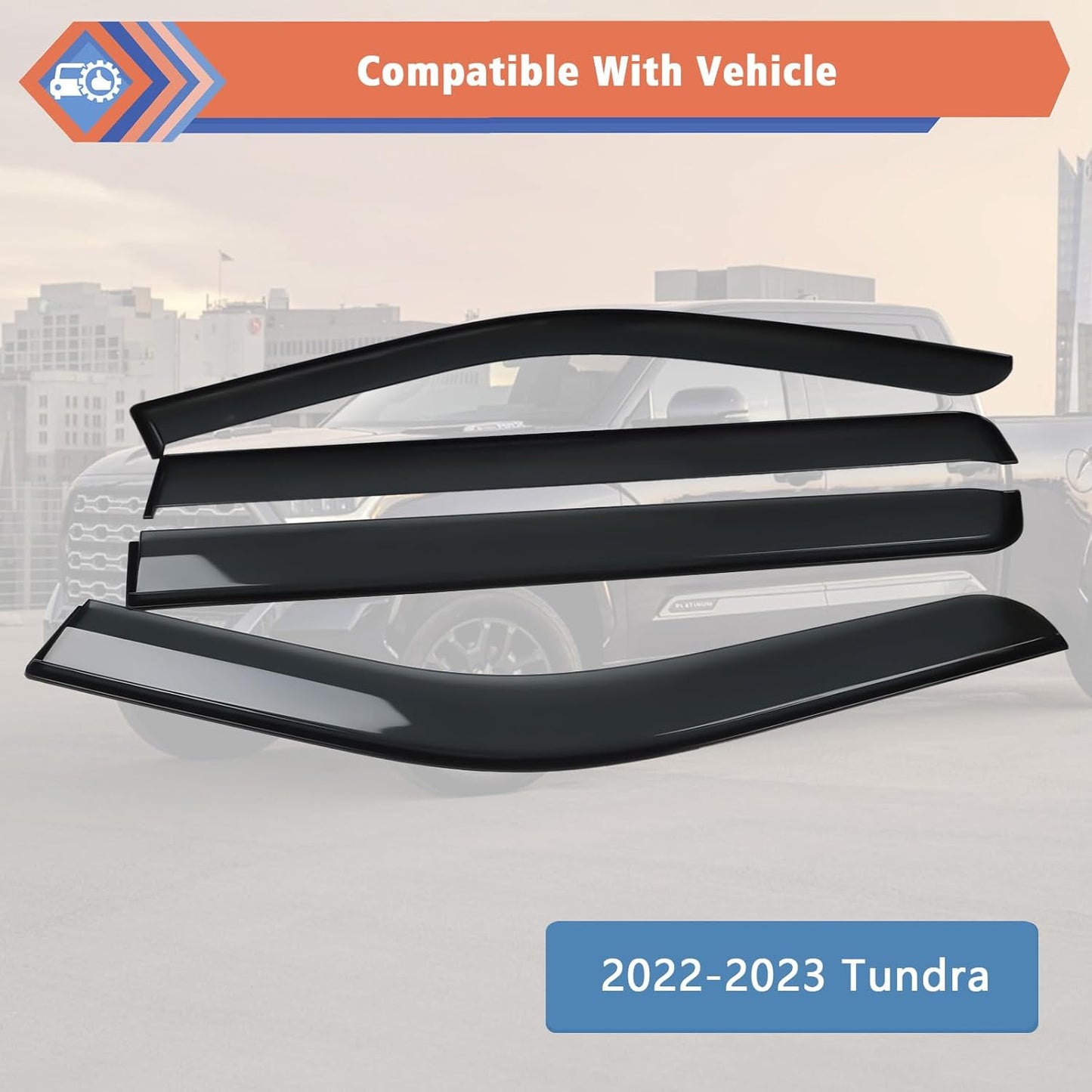 ZONFANT Window Rain Guards, Side Window Deflectors, Sun Visor Rain Vent Window Guards (4 Pcs) Compatible with 2022-2023 Tundra