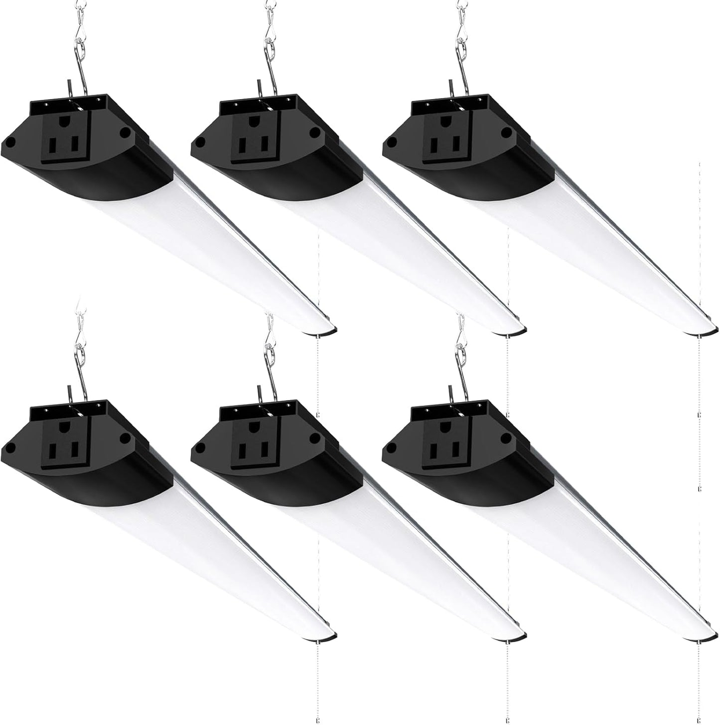 Barrina BS84 LED Shop Lights for Workshop 4FT, 84W, 10000LM, 5000K Utility Shop Lights, Pull Chain ON/Off, Hanging or Flush Mount, ETL, 6 Packs