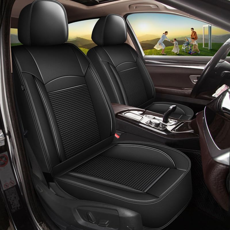 Seat Covers for Toyota Camry 2012-2023 2024 Full Set 5 Seats - Leather Ice Silk Car Seat Covers Protector Breathable (Black)