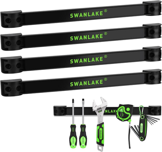 SWANLAKE 12" Magnetic Tool Holder Strip,Metal Tool Magnet Bar for Garage Organization(4PCS)