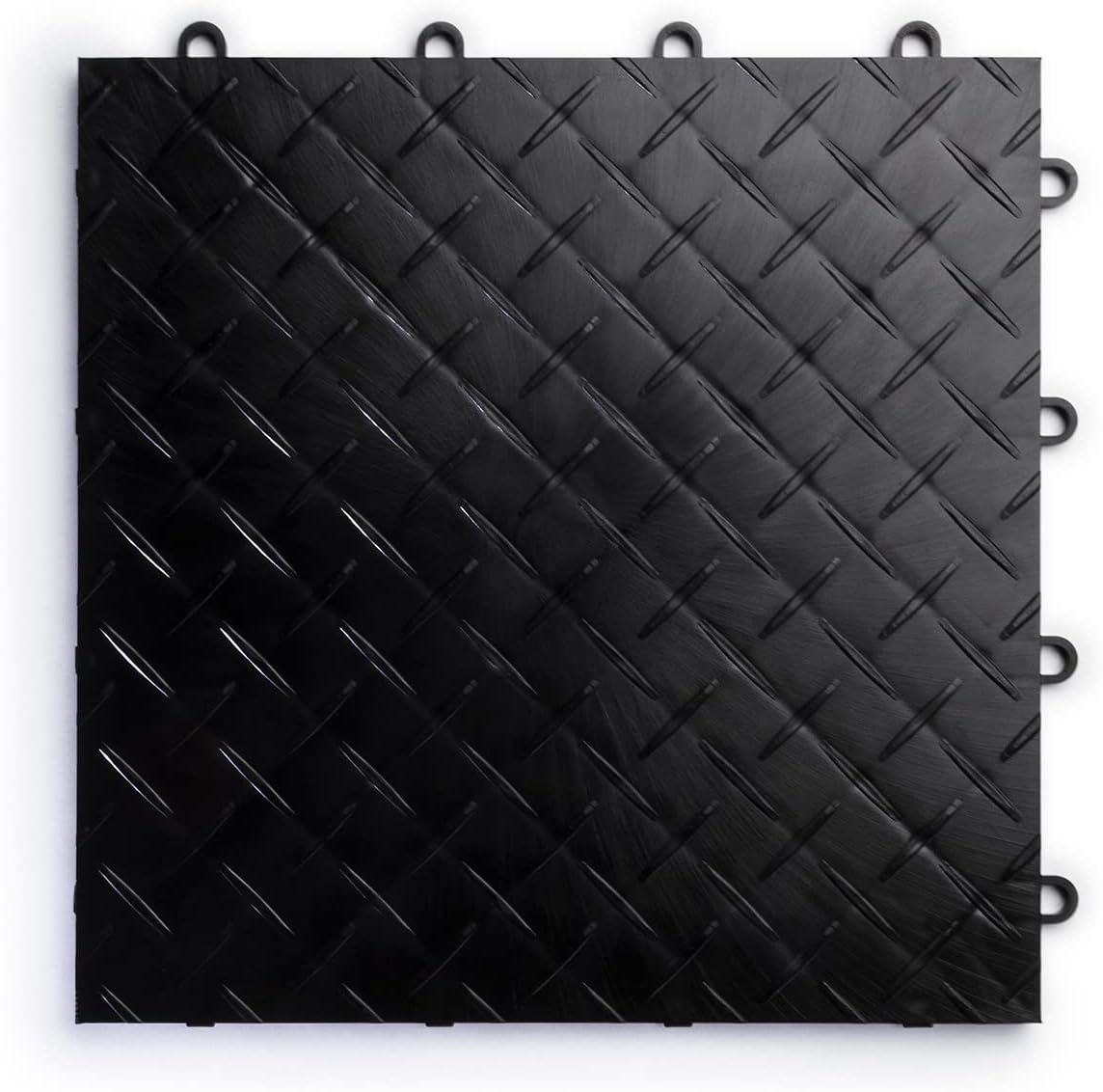 Big Floors RaceDeck Diamond Plate Design, Durable Interlocking Modular Garage Flooring Tile (Black, 24 Pack of 12 x 12" Tiles)