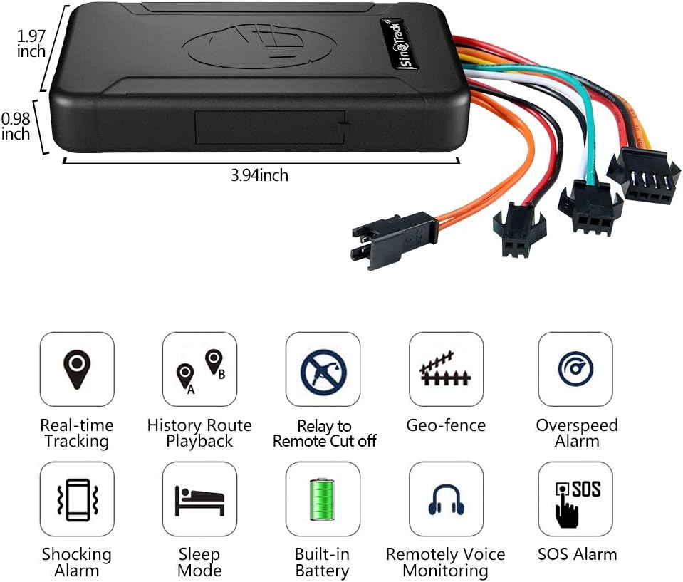 SinoTrack GPS Tracker Device for Vehicles – 4G Real-Time Tracking Location, Speed & Route Monitoring, Geo-Fence Alerts, No Tracking System Subscription – Works for Cars, Trucks & Fleets
