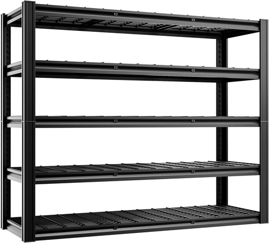 5-Tier 60" W x 20" D x 72" H Garage Shelving 30000LBS Heavy Duty Adjustable Storage Shelves Basement Industrial Shelving Units(Black)