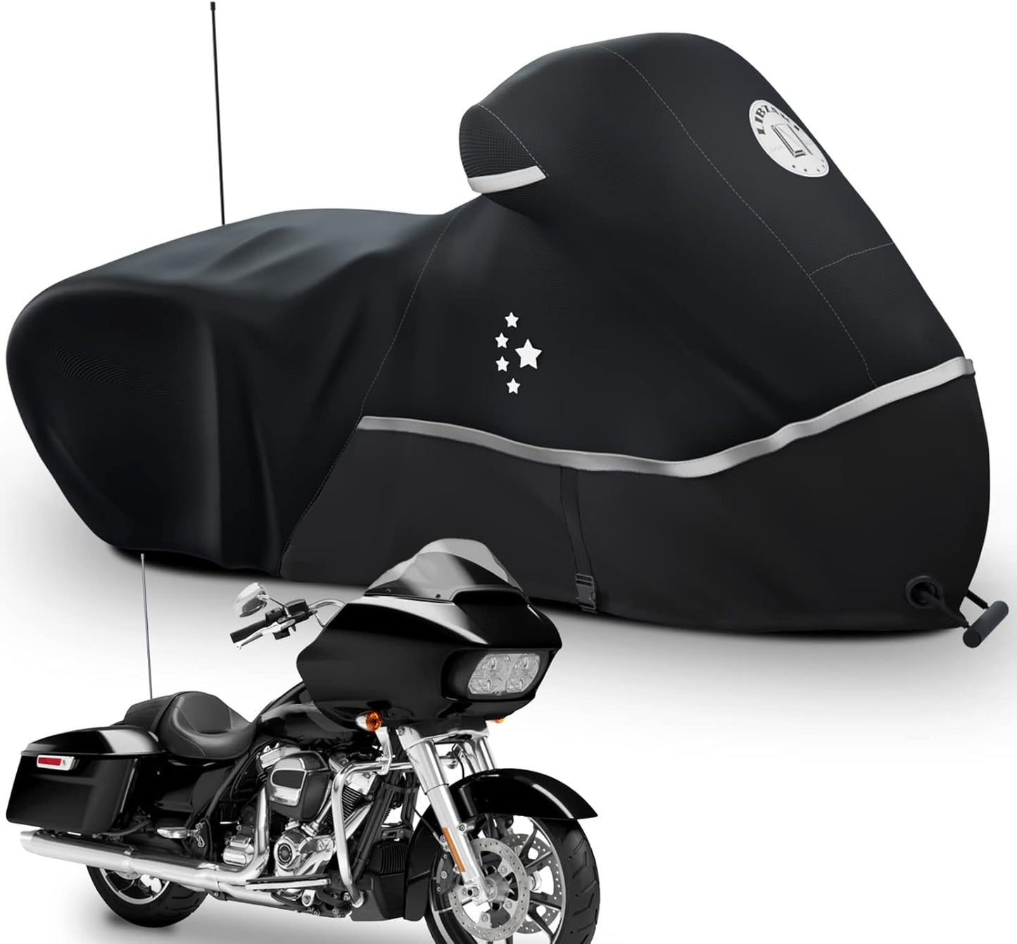 Motorcycle Cover Storage for Touring Models Harley Davidson Road King,Road Glide,Street Glide, Electra Glide,Heritage Classic,Low Rider-ST,and Most Motorcycles Black