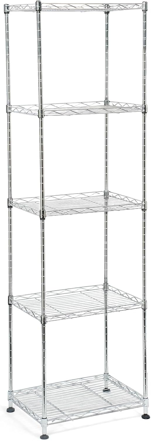 Chrome Small 5 Tiers Wire Shelving NSF Certified. Adjustable Storage Rack for Kitchen,Garage,and Laundry Utility Room (Chrome-Small-5Tiers-16x12x55)