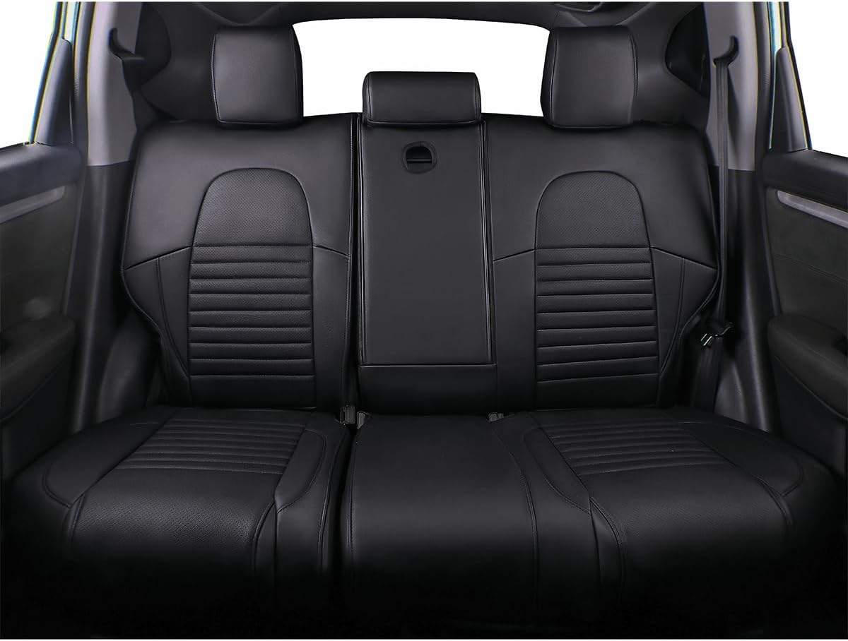 EKR Accord Car Seat Covers Custom for Honda Accord 2013-2016 LX,EX,EX-L,Sport,Touring,Sport SE & 2017 LX,Reat Row W/Solid Backrest,Seat Cover Full Set,Car Seat Protector-Leather(Black)