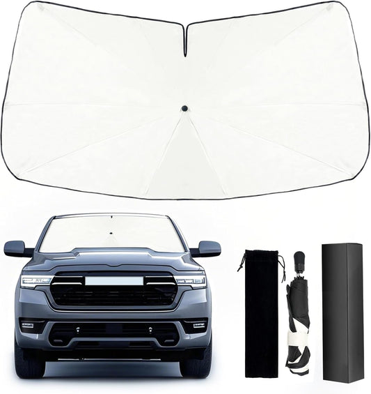 2019-2025 Upgraded for Ram 1500 Sunshade, Portable Foldable Sunshade Accessories, [Nano Ice Crystals Coating] UV Protection, Keeps Interior Cool (for Ram 1500 2019-2025)