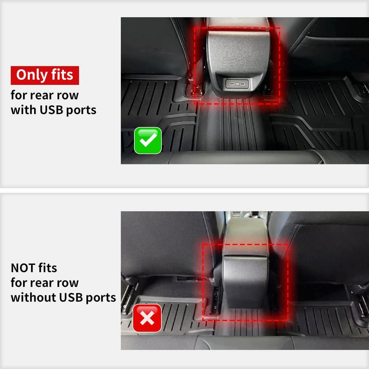 LASFIT Floor Mats and Trunk Mat for Honda Civic Sedan 2022-2025 2026 Rear with USB Ports (Not for Hatchback & 2025 Hybrid), TPE All Weather Car Floor Liners - 1st & 2nd Row & Cargo Liner, Black