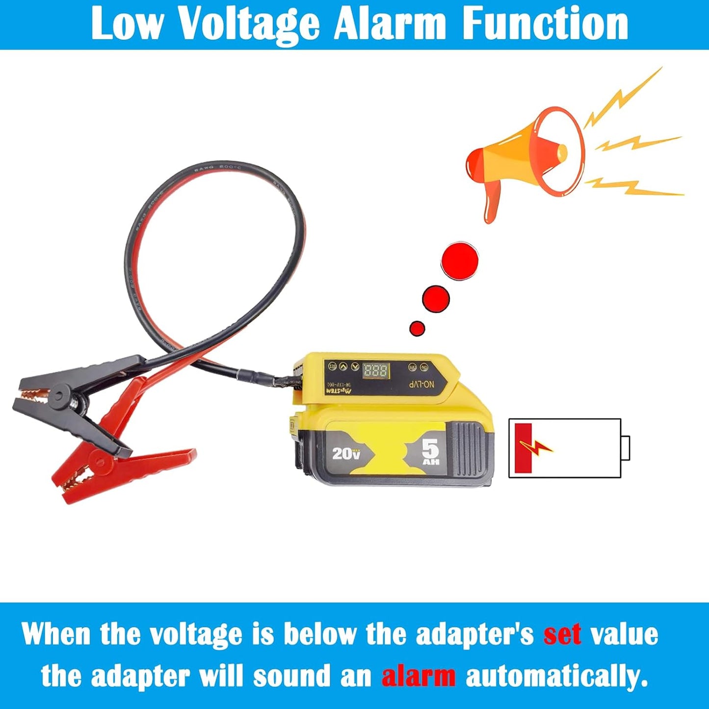Battery Jumper Cables Compatible with De.Walt Battery Jumper Cables, Automotive Booster Cable for Car Jump Starting Using Tool 8AWG 2.02FT