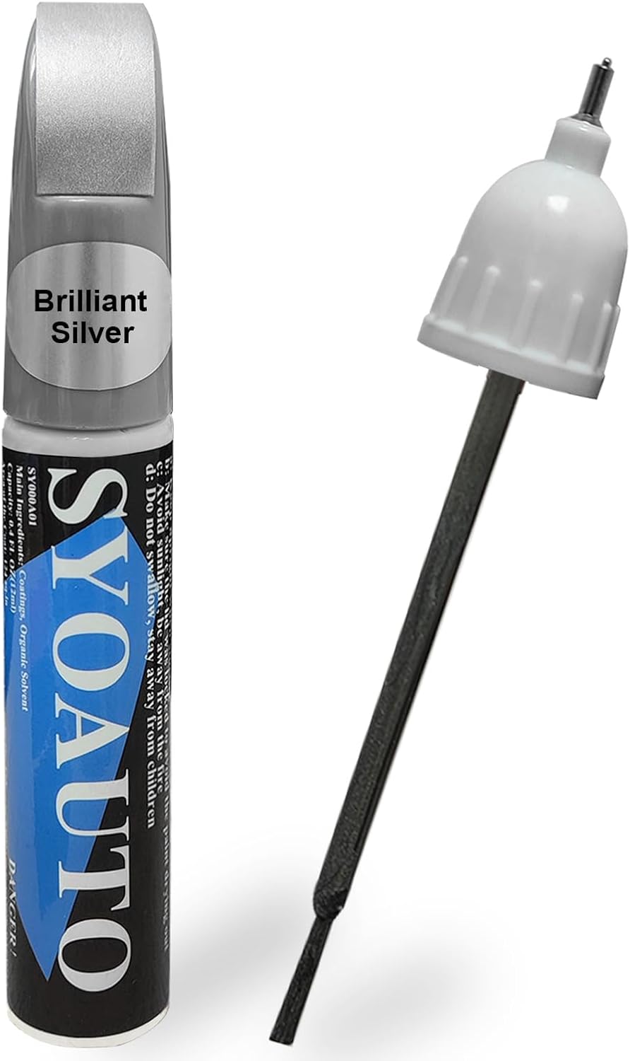 SYOAUTO Brilliant Silver K23 Touch Up Paint Fit for Nissan Auto Touch up Paint Scratch Repair Pen Brush and Tip 2 in 1 Brilliant Silver