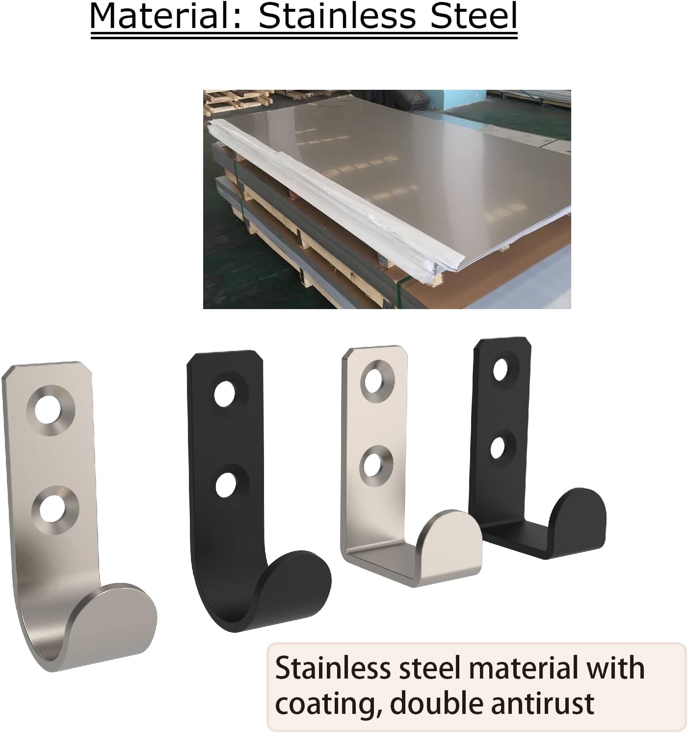 Wall Hooks Coat Hook Robe Hanging Robe & Towel Hooks, Utility Hooks Indoor Outdoor (Silver-U Shaped, 2x1)