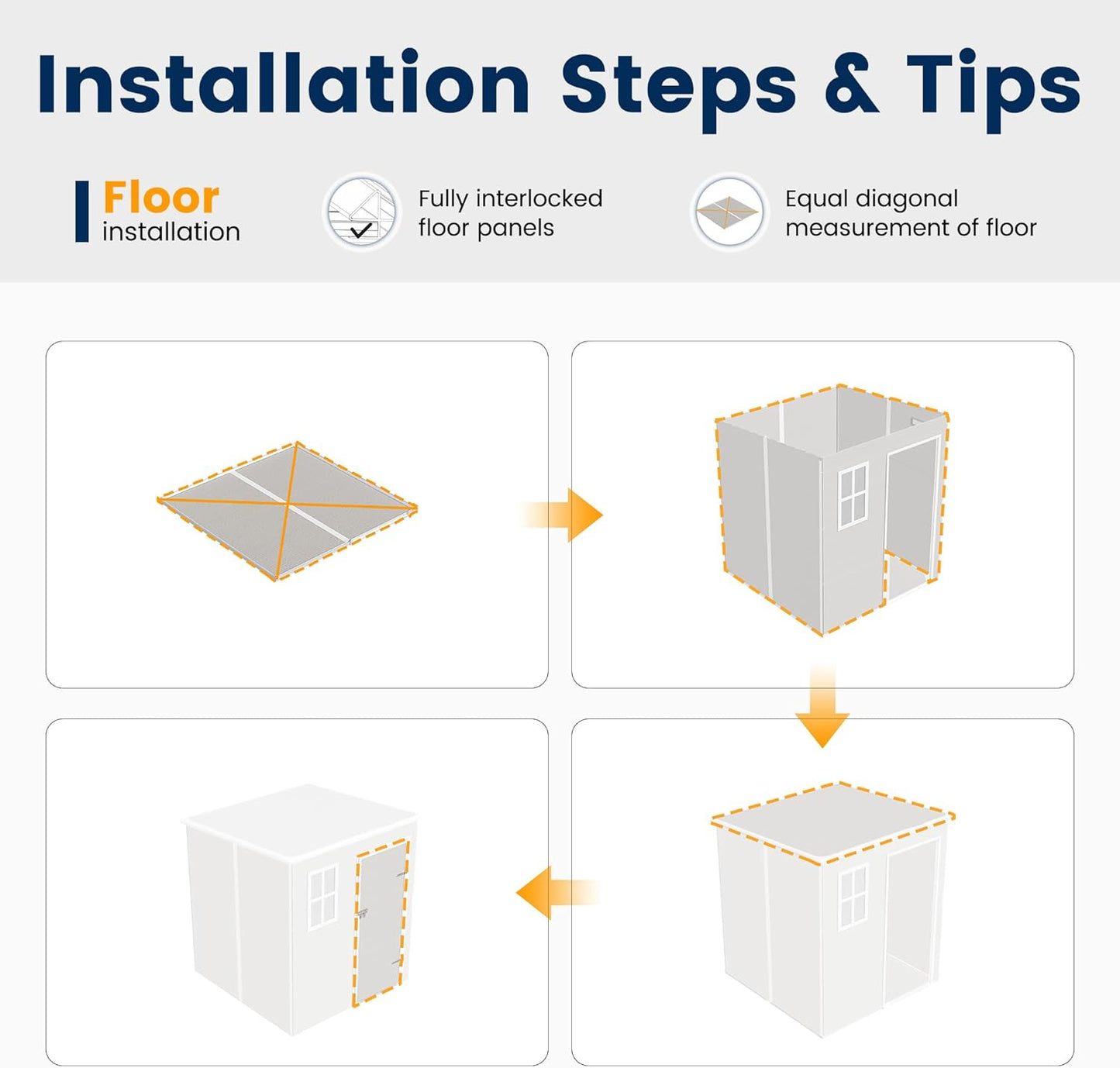 UDPATIO Outdoor Storage Shed 6 x 6 FT, Resin Garden Sheds Plastic Patio Outdoor Storage with Lockable Door for Tool, Bike, Sandstone