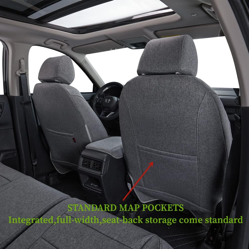 coverdream CRV Seat Covers Custom Fit for 2017-2021 2022 Honda CRV LX,EX,SE,EX-L,Touring,Hybrid,Fully Covered,Airbag Compatible UV Resistant Polyester Car Seat Protector(Full Set,Gray)