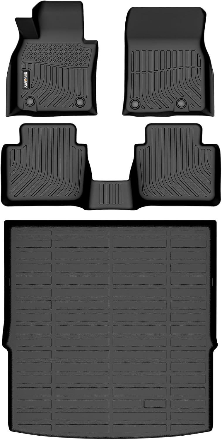 GINOWY- Floor Mats & Cargo Liner for Mazda CX50 2023-2025, TPE All Weather Protection 2024 CX50 Car Mats Waterproof Non-Slip Trunk Mat CX-50 Automotive Accessories Black