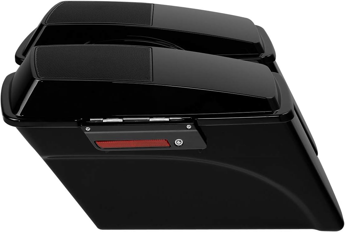 XFMT Glossy Black Hard Saddlebags W/ 6x9 Speaker Lids Black Latches For Harley Touring Road King Street Glide Road Glide Electra Glide Ultra Classic 1994-2013