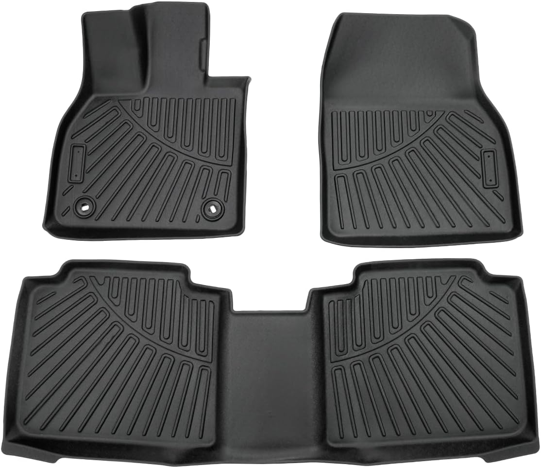 Powerty Floor Mats for Toyota BZ4X & Subaru Solterra 2023 2024 2025 Accessories All Weather Floor Liner 3D TPE 1st & 2nd Row Floor Mat Heavy-Duty Floor Liners