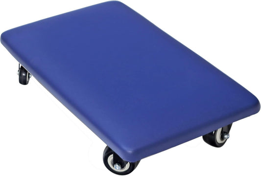 Roller Seat 360 Degree Rotating Low Stool with Wheel Chair PU Leather Universal Swivel Wheels Stool for Home Office Fitness and Garage (Rectangle Blue)