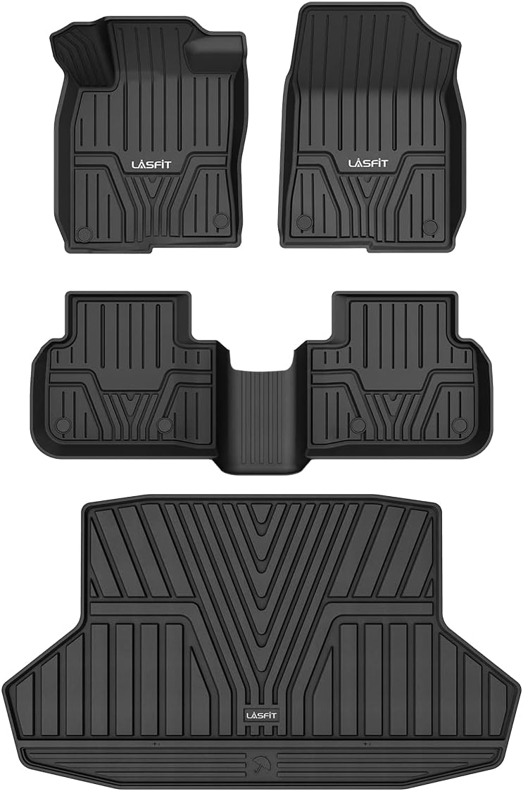 LASFIT Floor Mats and Trunk Mat for Honda Civic Sedan 2022-2025 2026 Rear with USB Ports (Not for Hatchback & 2025 Hybrid), TPE All Weather Car Floor Liners - 1st & 2nd Row & Cargo Liner, Black