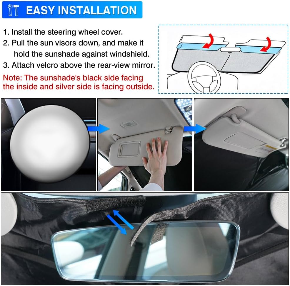 KUST Windshield Sun Shade for Toyota Tacoma 2016-2025 2026 Accessories 2Dr 4Dr Pickup Truck, Custom Fit Car Front Window Sunshade Sun Visor Protector Foldable Blocks UV Rays Keep Car Cooler