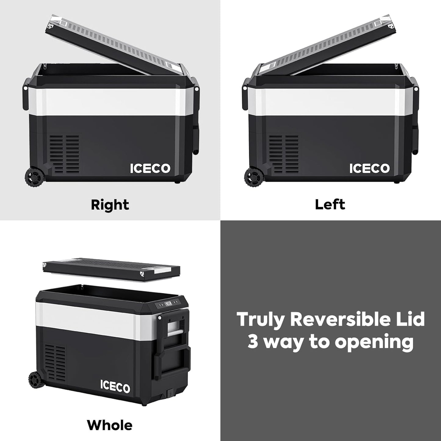 ICECO JP40 Pro 12 Volt Car Refrigerator, Portable Fridge Freezer for Camping, Car Fridge Powered by SECOP, 12V refrigerator for Car & Home, DC 12/24V, AC 110/240V, Multi-directional Lid