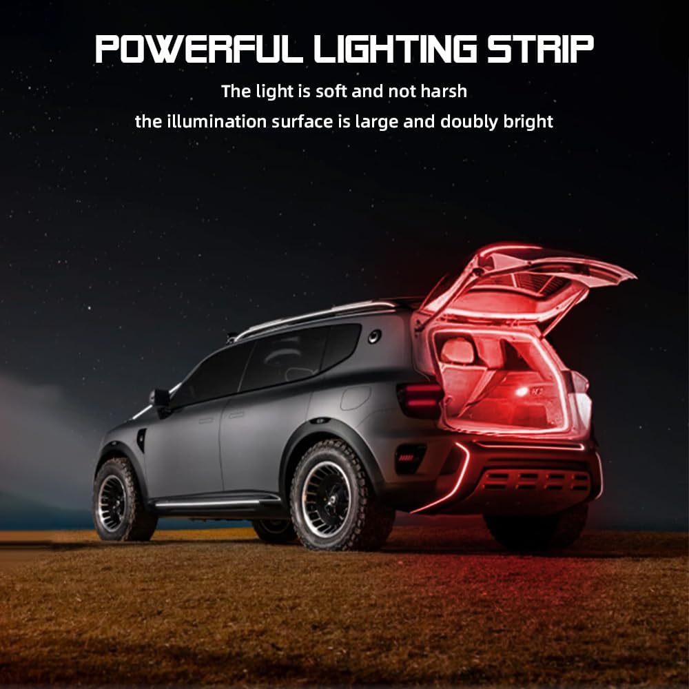 Car LED Strip Light For Trunk, 158Inch IP67 Silicone Waterproof Neon Light Strip Embedded, Flexible Cutting Universal Auto Interior Lights(Red)