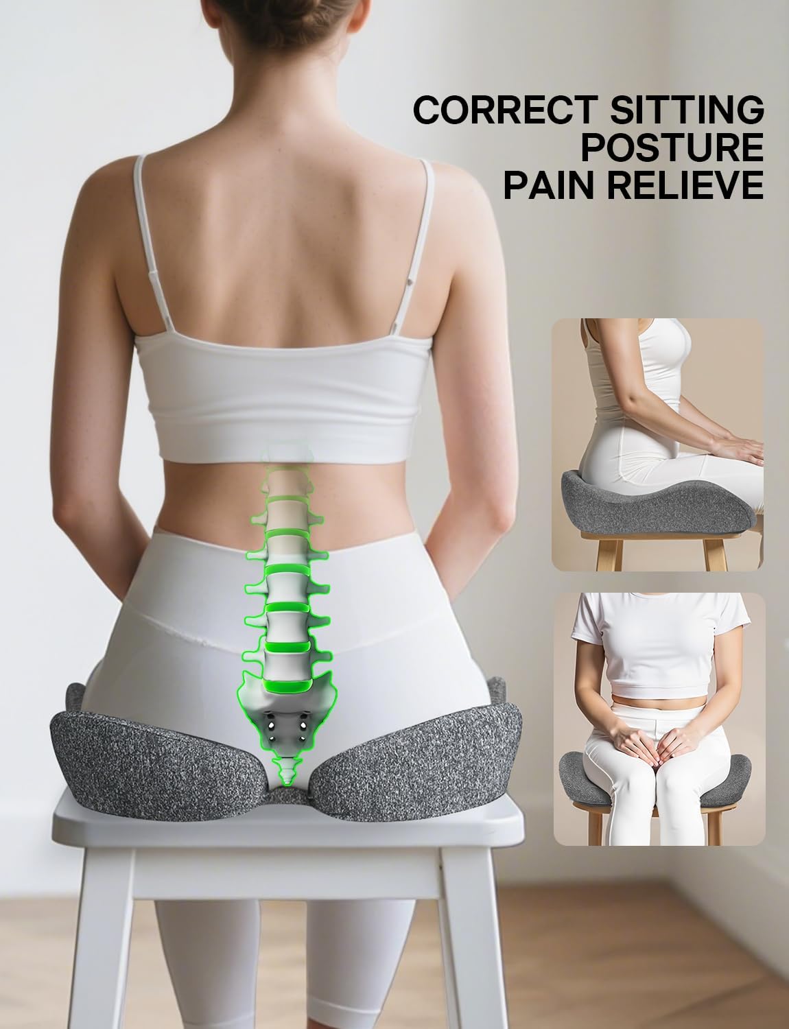 Seat Cushion - SC 100 Seat Cushions for Office Chairs, Car Seat, Wheelchair - Sciatica & Tailbone & Coccyx Pain Relief Pillow for Driver Sedentary People（Size:17 * 14.6 * 3.54 in）