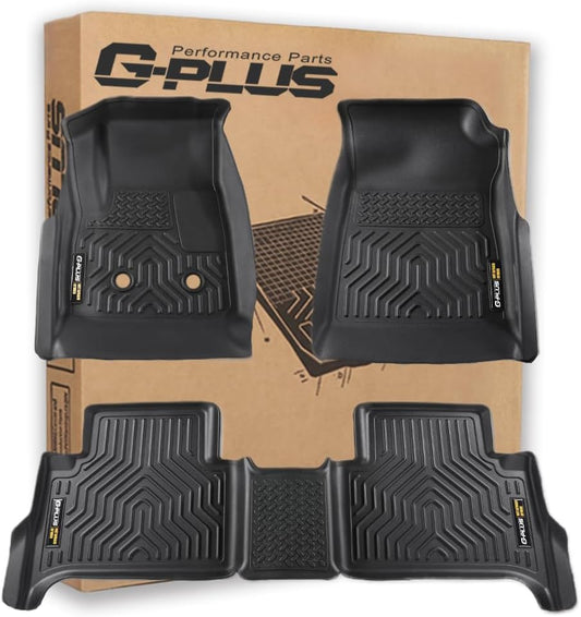 G-PLUS Floor Mats Compatible with Chevy Colorado Crew Cab 2015-2022,Fit GMC Canyon Crew Cab 2015-2022 All Weather Full Cover Protection TPE Car Floor Cargo Liners Accessories Black