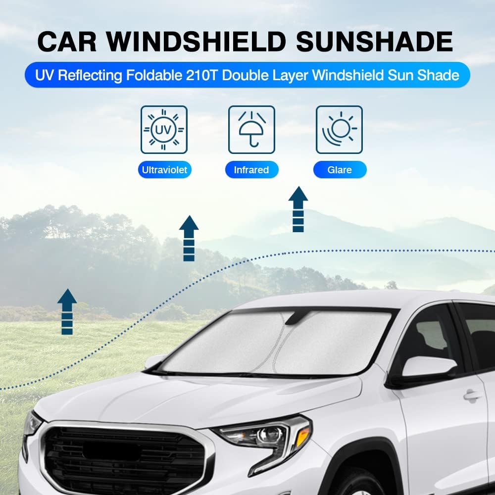 KUST Windshield Sun Shade for 2018-2023 2024 2025 GMC Terrain Window Sunshade Sun Visor Protector Foldable Blocks UV Rays Keep Your Car Cooler