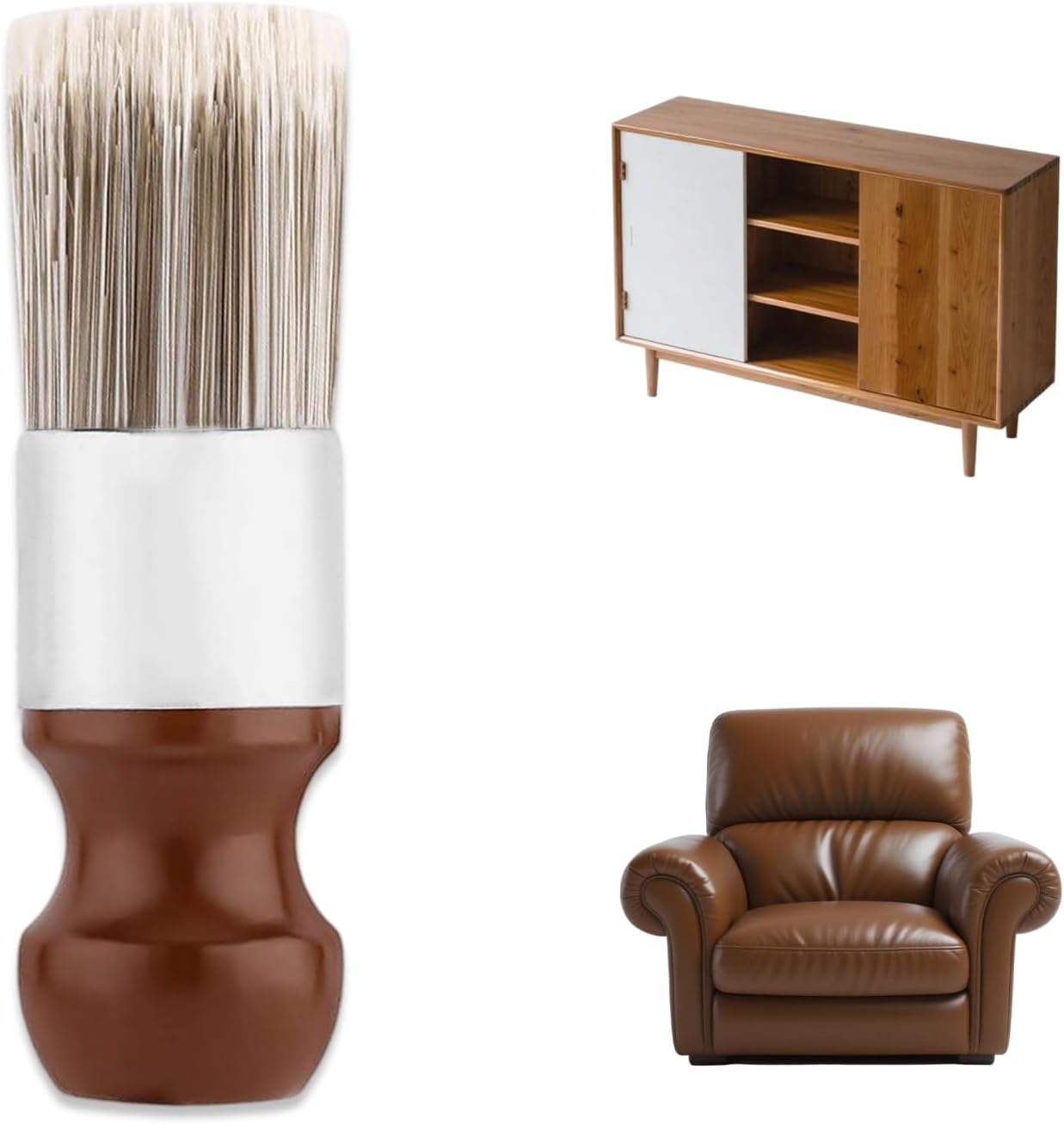 Salve Brush for Furniture,Leather&Wood Care Cleaning Brush,Furniture Brush with Comfortable Short Handle&Soft Bristles,Durable Salve Wax Brushing Tool for Home Office Sofas Car Interiors,Bags,Shoes