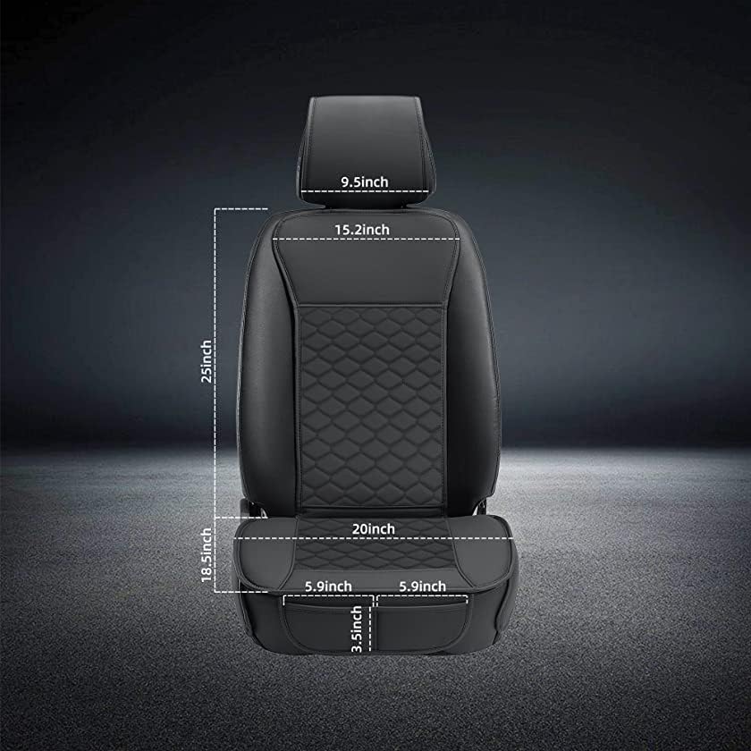 Elantrip 2PCs Front Car Seat Covers Leather Water Proof Seat Protector Universal fit for Most Cars SUVs and Trucks Black