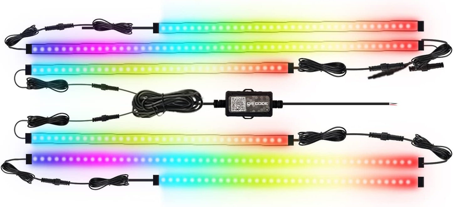 Car Underglow Lights Chasing Color, Upgraded Bluetooth Led Strip Light with Dream Color Chasing 212 Mode, Music Mode, DIY Mode, APP Control Underbody Strip Kit for Car, 35Inch & 47Inch, 6PC Pack