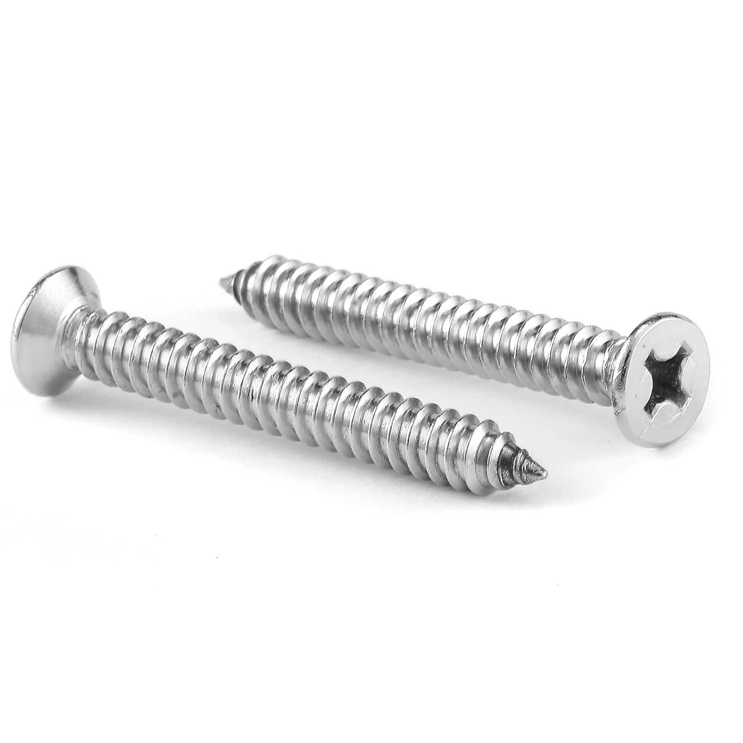#6 x 1-1/2" Wood Screw 100Pcs 18-8 (304) Stainless Steel Screws Flat Head Phillips Fast Self Tapping Drywall Screws by SG TZH