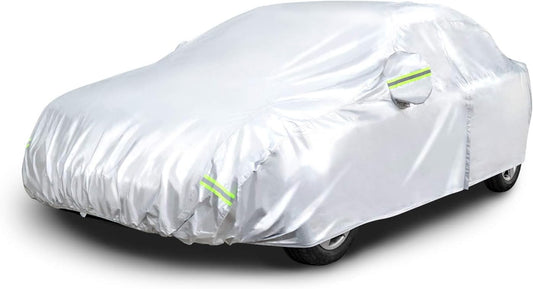 Amazon Basics Silver Weatherproof Car Cover - 150D Oxford, Sedans up to 170"