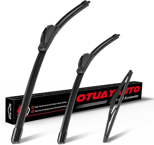 OTUAYAUTO Premium Windshield Wiper Blades - Replacement for Kia Rio 2013-2017 - Precision Fit, All-Weather Performance, Front and Rear Wiper Blades, J/U Hook - 26"+16"+11" (Pack of 3)