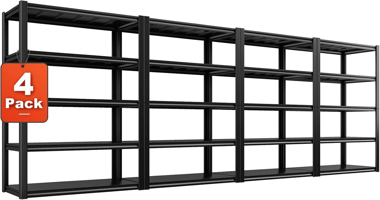 REIBII Garage Shelving 48.2" W Storage Shelves 3000LBS Metal Shelving Heavy Duty Adjustable Metal Shelf Industrial Pantry Shelves for Basement Garage Warehouse 72.2" H x 24.2" D x 48.2" W, 4 Pack