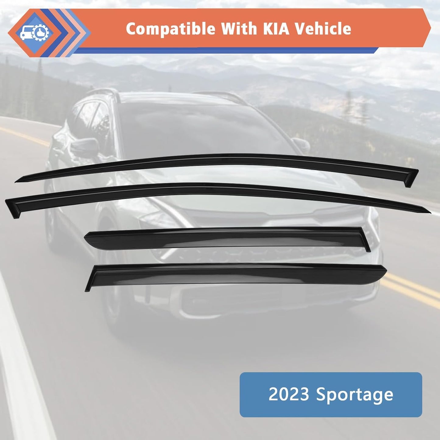 ZONFANT Window Rain Guards, Side Window Deflectors, Sun Visor Rain Vent Window Guards (4 Pcs) Compatible with KIA Vehicle 2023 2024 2025 Sportage
