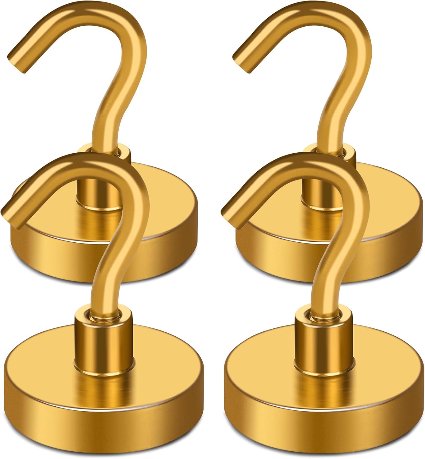 MIKEDE Magnetic Hooks, 80LB Heavy Duty Magnets with Hook for Fridge, Super Strong Magnets Neodymium Extra Strength Industrial Hooks for Hanging, Toolbox, Cruise(Yellow, 4 Pack)